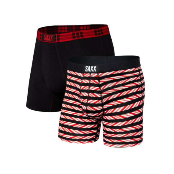 Saxx VIBE 2 pack Christmas Boxer Briefs "Minty Fresh & Red Band" - Picture 1 of 3